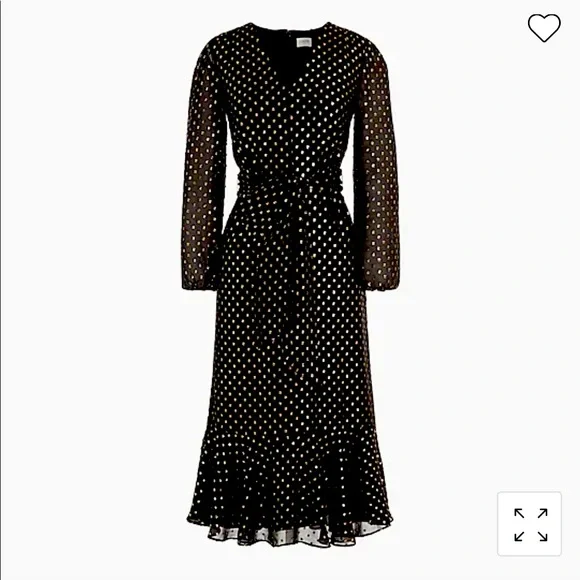 J. Crew Factory Dresses New Jcrew Factory Midi Dress In Clip Dot At853 Blackgold In Size 4 Poshmark